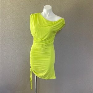 Fashion Nova Bright Yellow One-Shoulder Dress